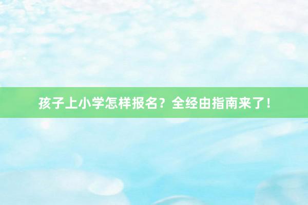孩子上小学怎样报名？全经由指南来了！