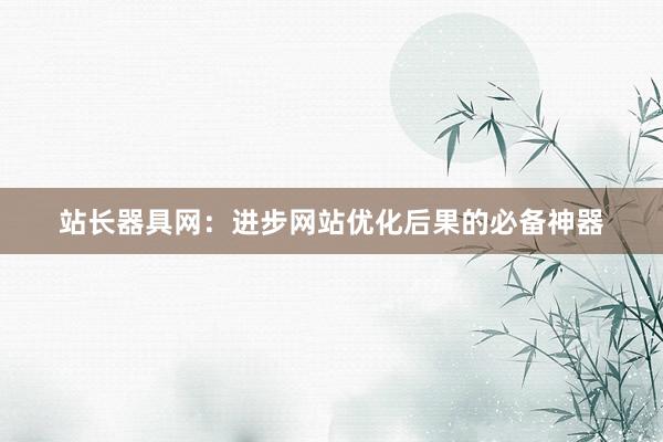 站长器具网：进步网站优化后果的必备神器